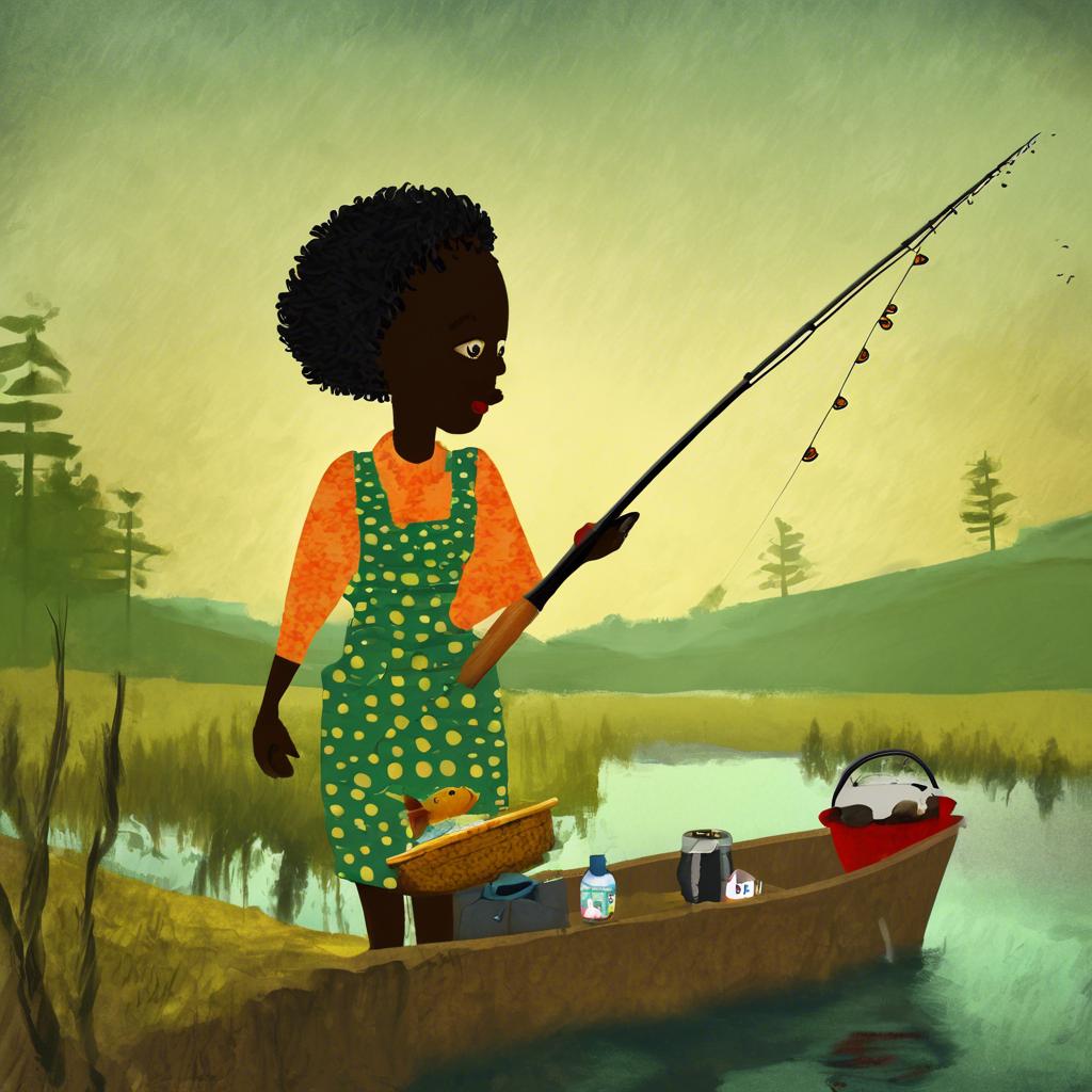Fischfang als häufiges Motiv in Clementine Hunters Kunstwerken